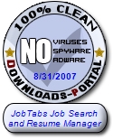 JobTabs Job Search and Resume is 100 percent clean by Downloads-Portal.com