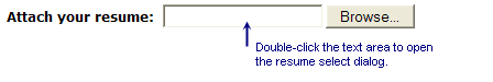 Double-click the text area to attach a resume from JobTabs