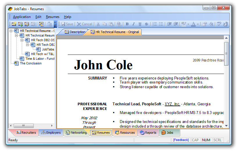 preview of a resumes