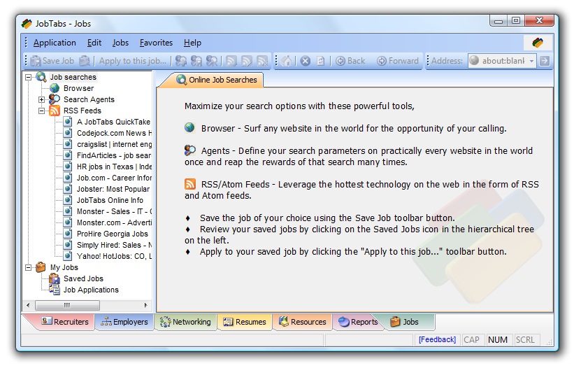 JobTabs Job Search Resume is Windows7 compatible.